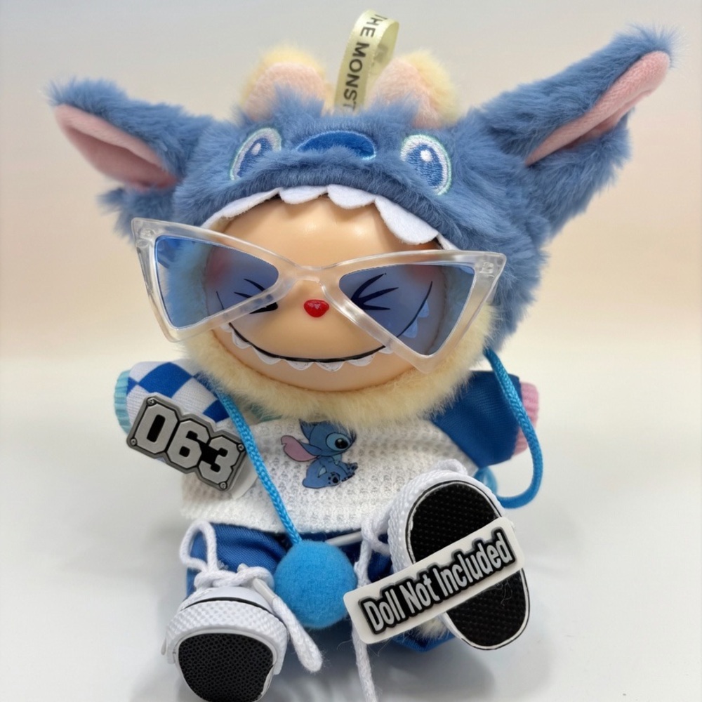 063, Five Piece Stitch Outfit with Glasses and Shoes for Labubu Doll(No Doll) - Picture 3 of 9